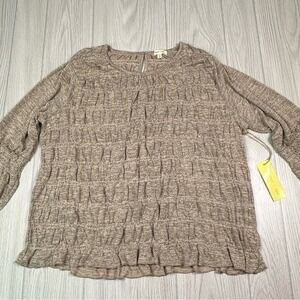 Paper Tee Taupe Textured Blouse